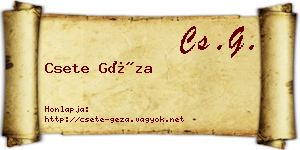 Csete Géza névjegykártya