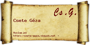 Csete Géza névjegykártya